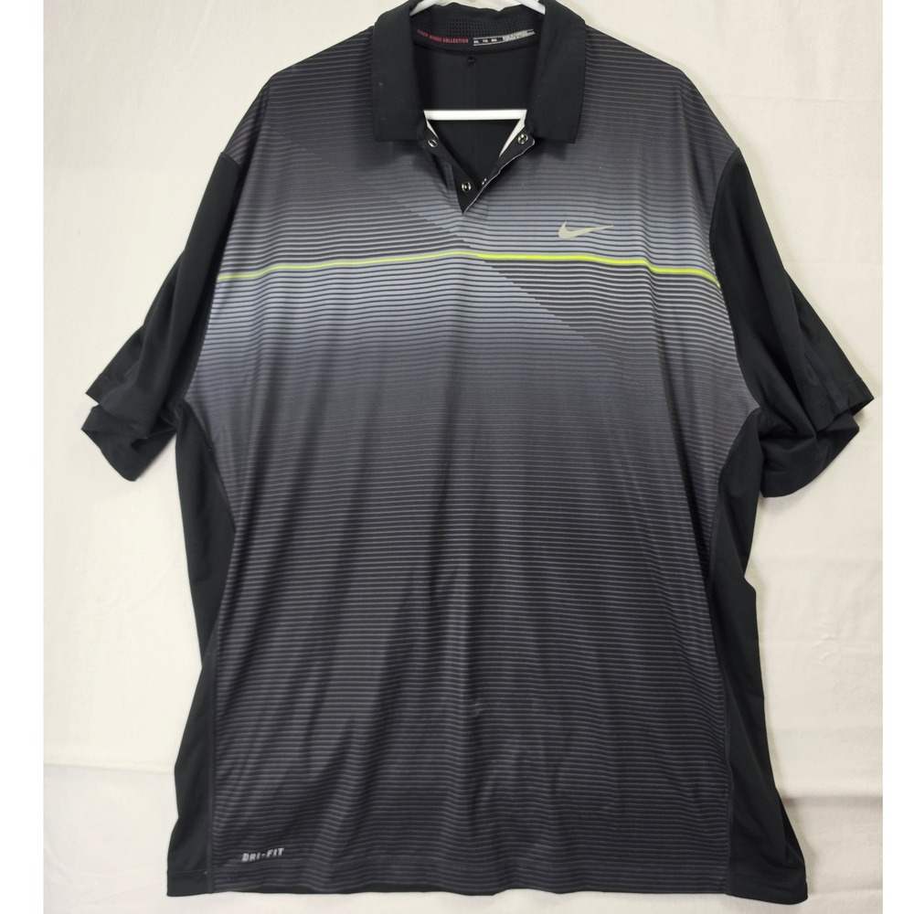 Nike Tiger Woods Collection Dri-FIT Golf Polo Shirt Black Grey XXL
